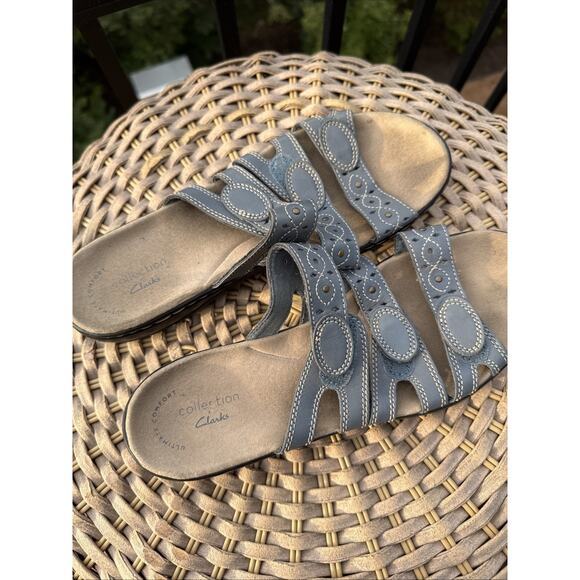 Clarks Women’s Leisa Cacti Sandal US 8 EU 39 Brown Leather Slide Adjustable Shoe - Picture 3 of 15